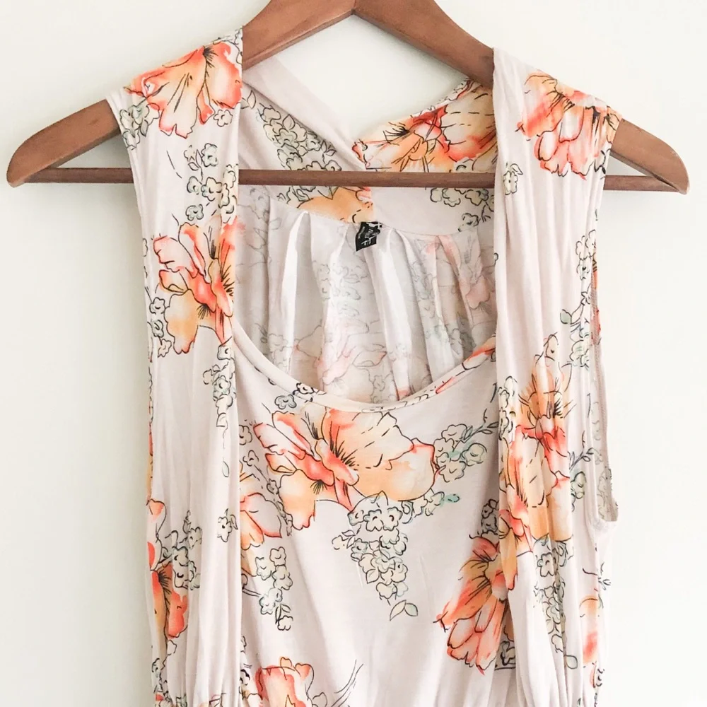 Free People Orange Floral Jersey Dress